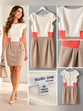 Studio One Cream and Coral Mini Dress